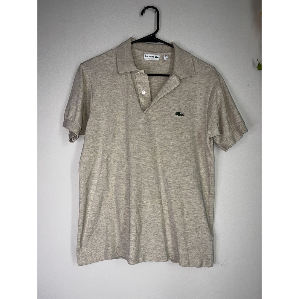 Lacoste Classic Fit Beige Polo Shirt Mens Size S Small khaki Green